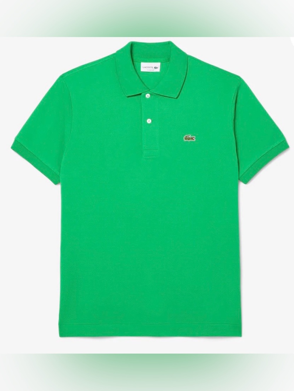 LACOSTE PIQUÉ POLO, KELLY GREEN, SIZE 9L (Approx. 3XL).